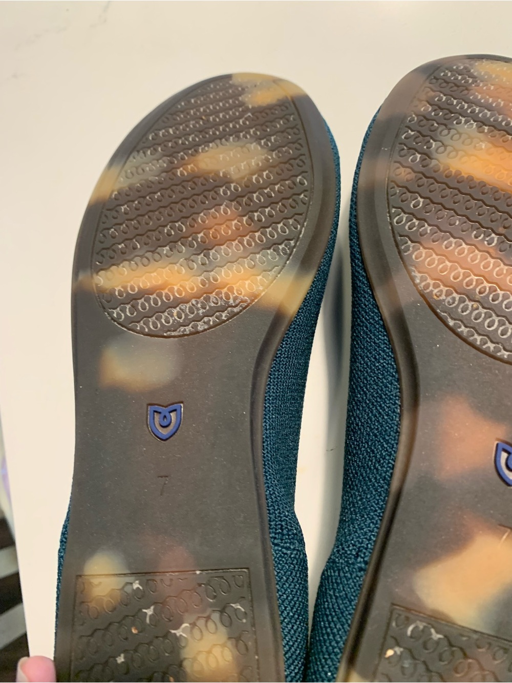 Rothy's Teal Knit Ballet Flats with Blue Trim - Picture 3 of 5